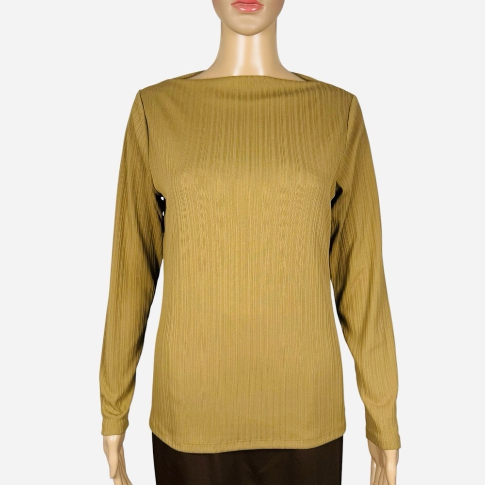 New Banana Republic Ribbed Straight Neck Whiskey Top Size M - Picture 2 of 8